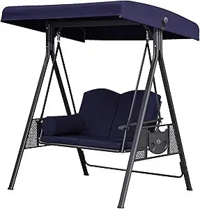 Patio Porch Swing With Stand 2 Seat Adjustable Canopy