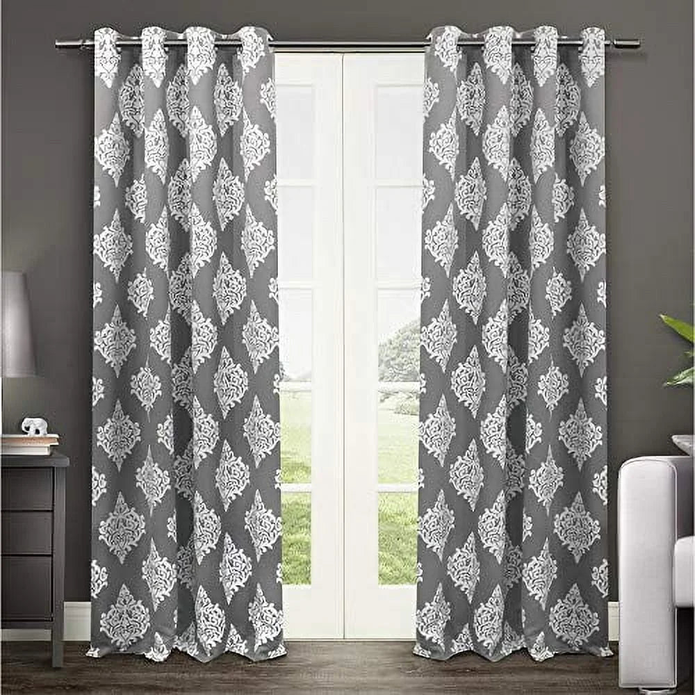 Medallion Room Darkening Blackout Curtain Panel Set 52x84 Grommet Top Thermal Insulated Drapes Living Room Bedroom