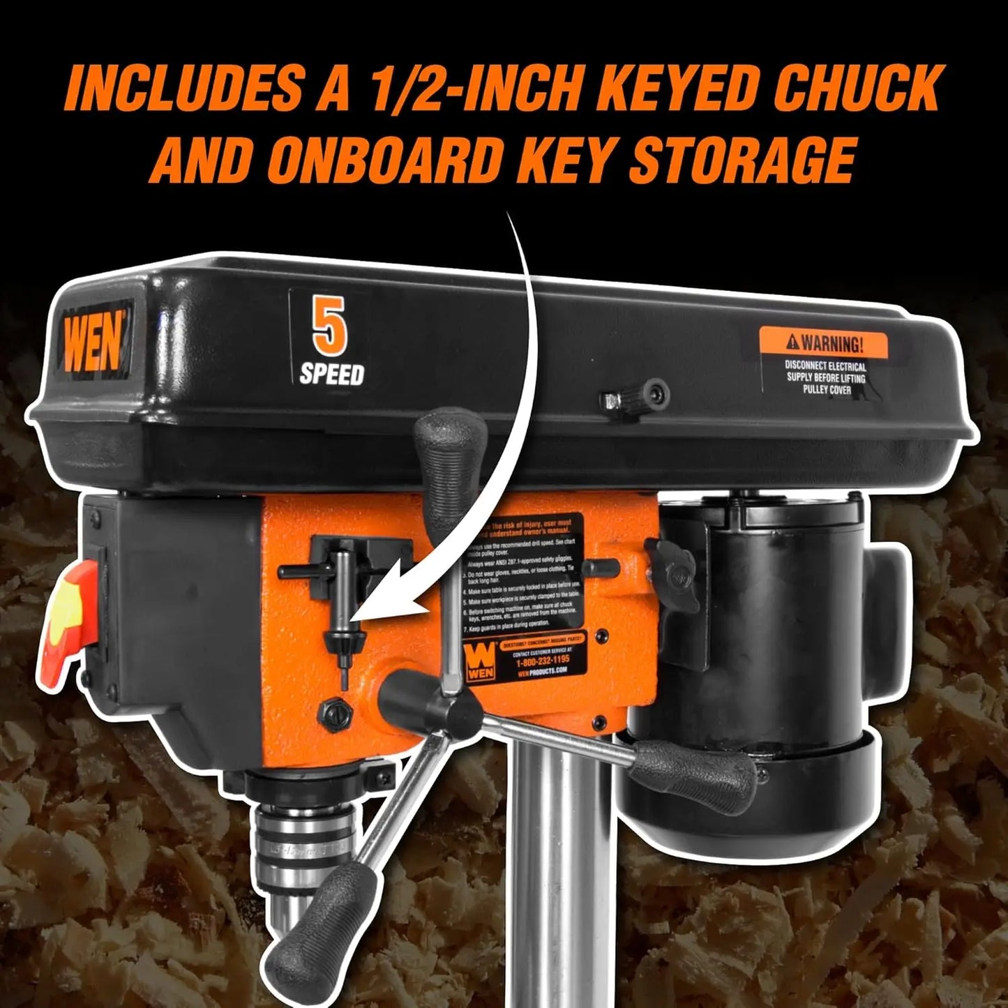 2.3-Amp 8-Inch 5-Speed Cast Iron Benchtop Drill Press (4206T)