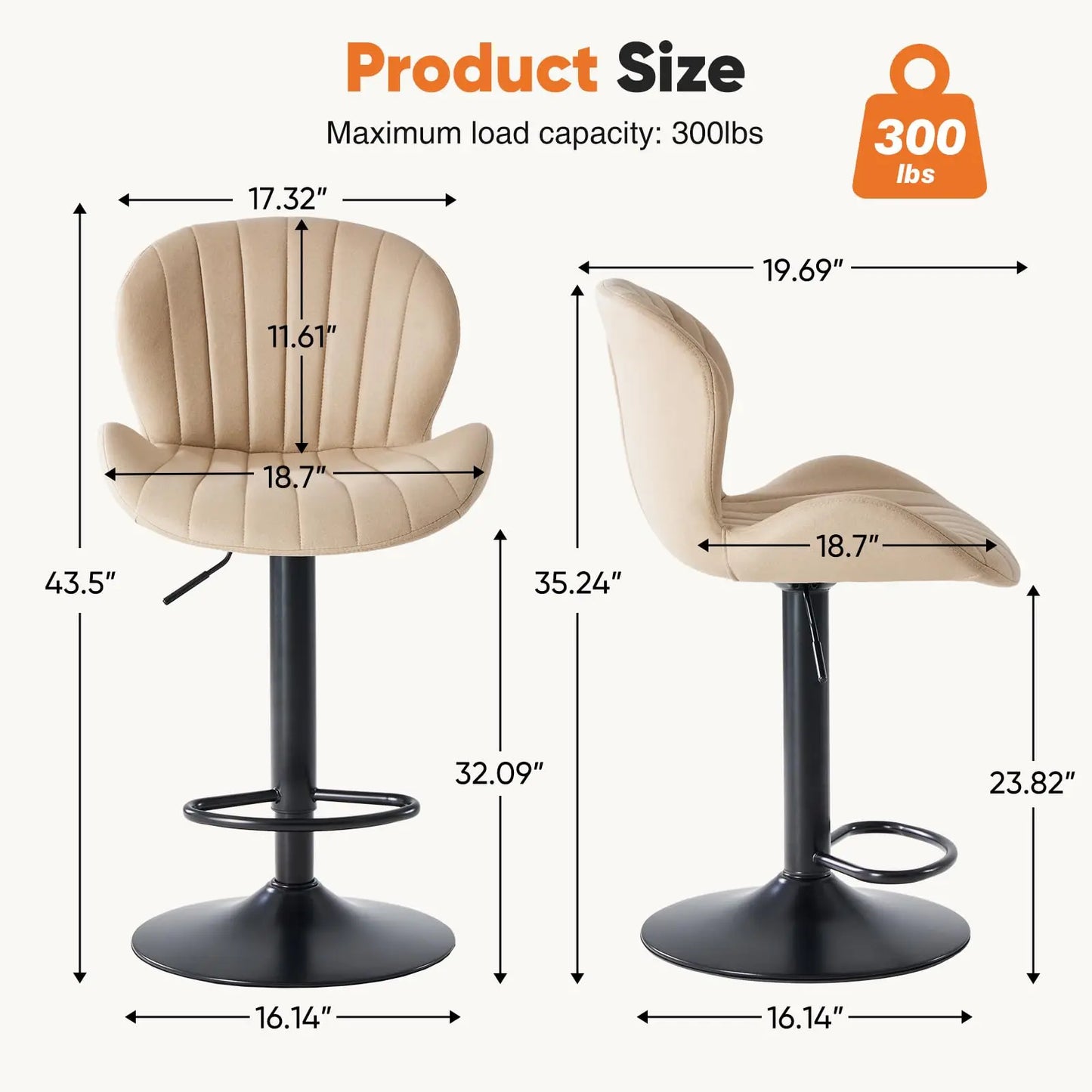 JHK Ergonomic Modern 360 Degree Swivel Dining Chairs Set of 2