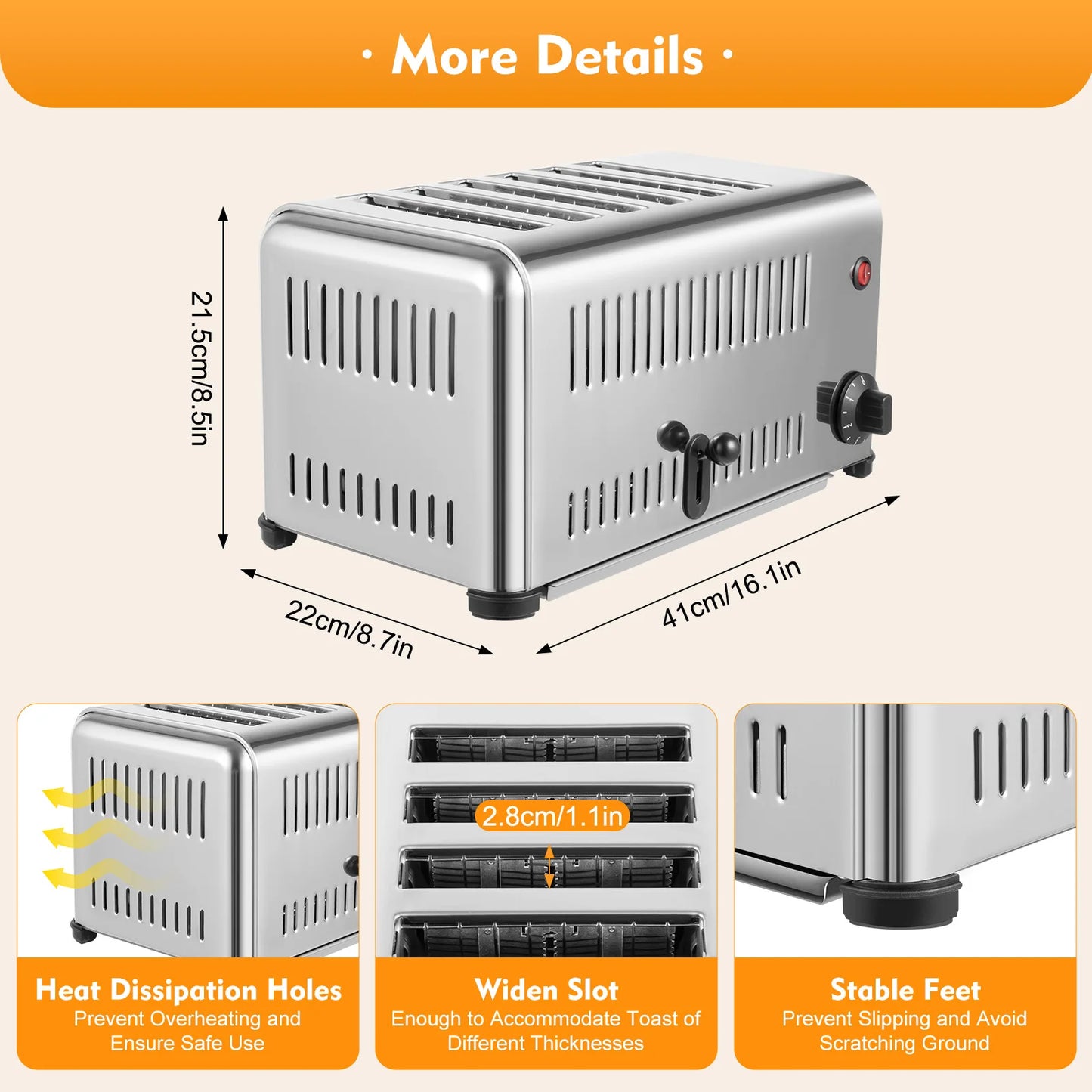 Commercial 6 Slice Toaster Bread Sandwich Machine 1680W 110V
