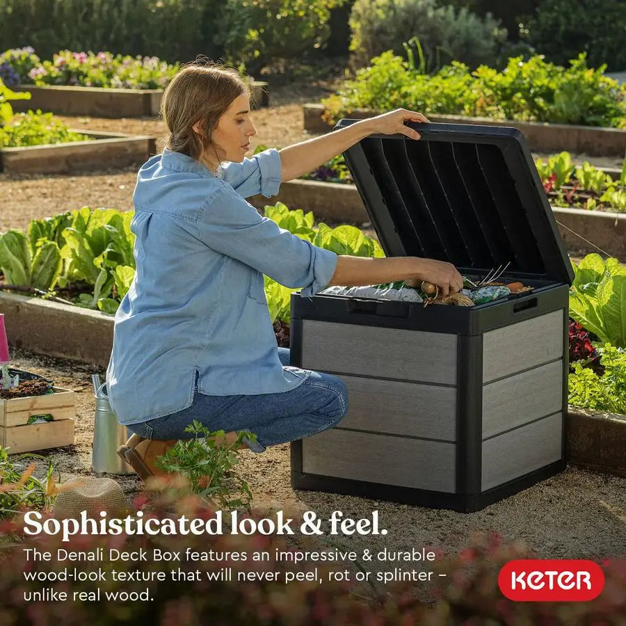 Denali Resin Outdoor Storage Box And Patio Furniture Side Table