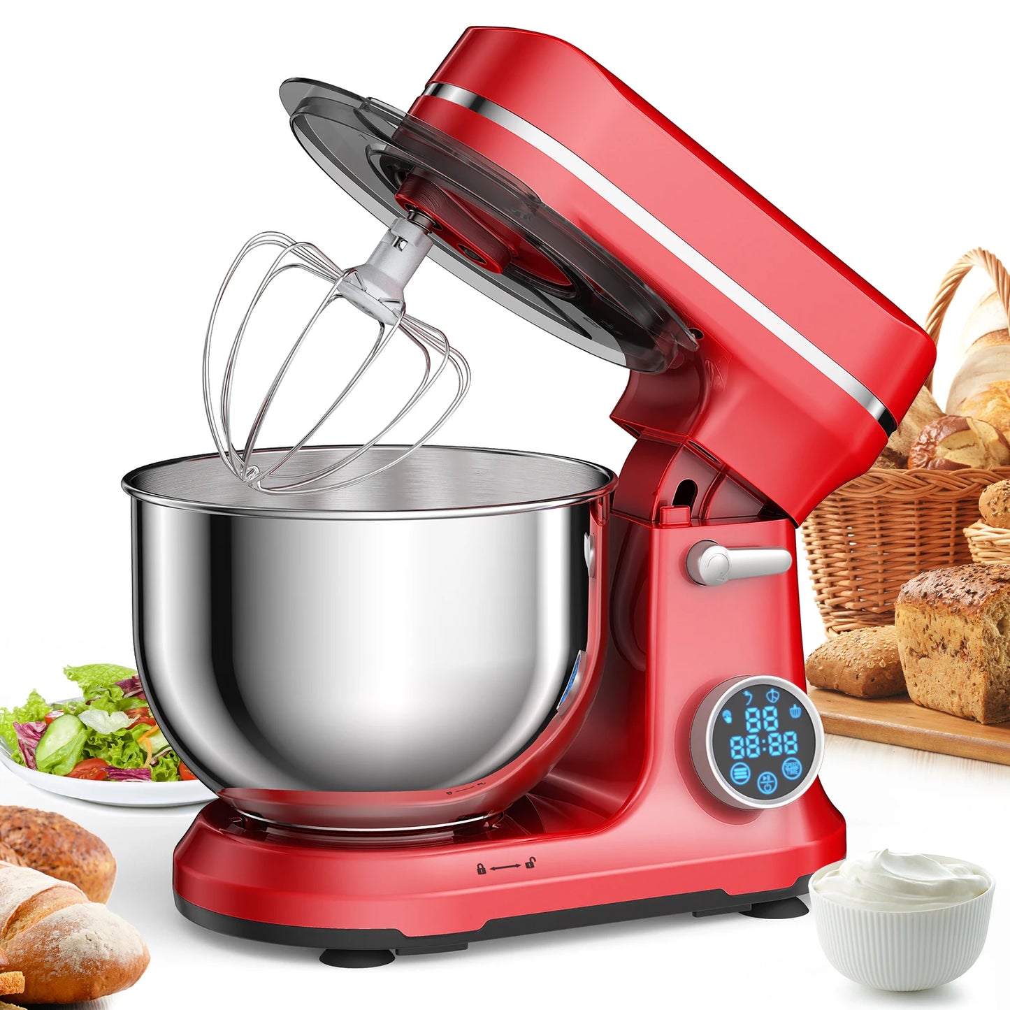 Biolomix 1200W Stand Mixer With 11 Speeds DC Motor And OLED Screen
