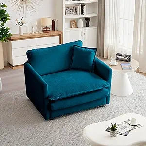 41.4" W Single Seat Sofa, Chenille Comfy Deep Upholstered Couch Armchair with Toss Pillow for Living Room Bedroom Office Apartm