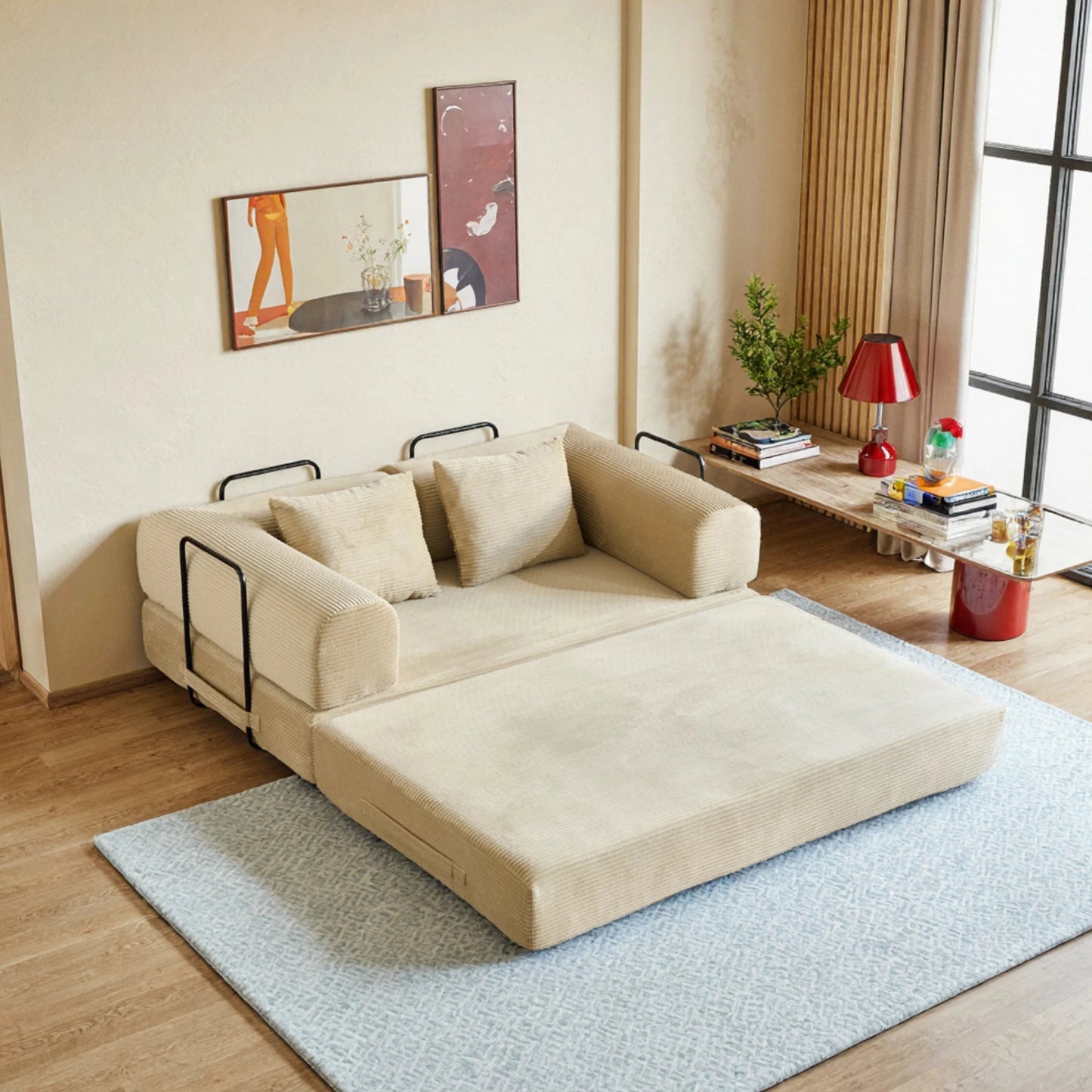 Cloud Boneless 4in1 Convertible Floor Sofa Bed Velvet Futon Daybed