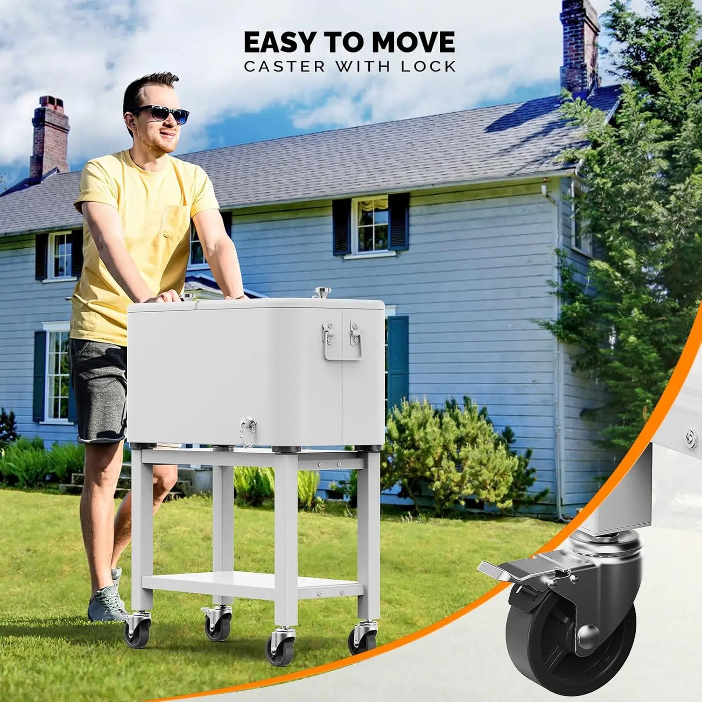 XMSJ Patio Cooler Rolling Ice Chest on Wheels with Shelf