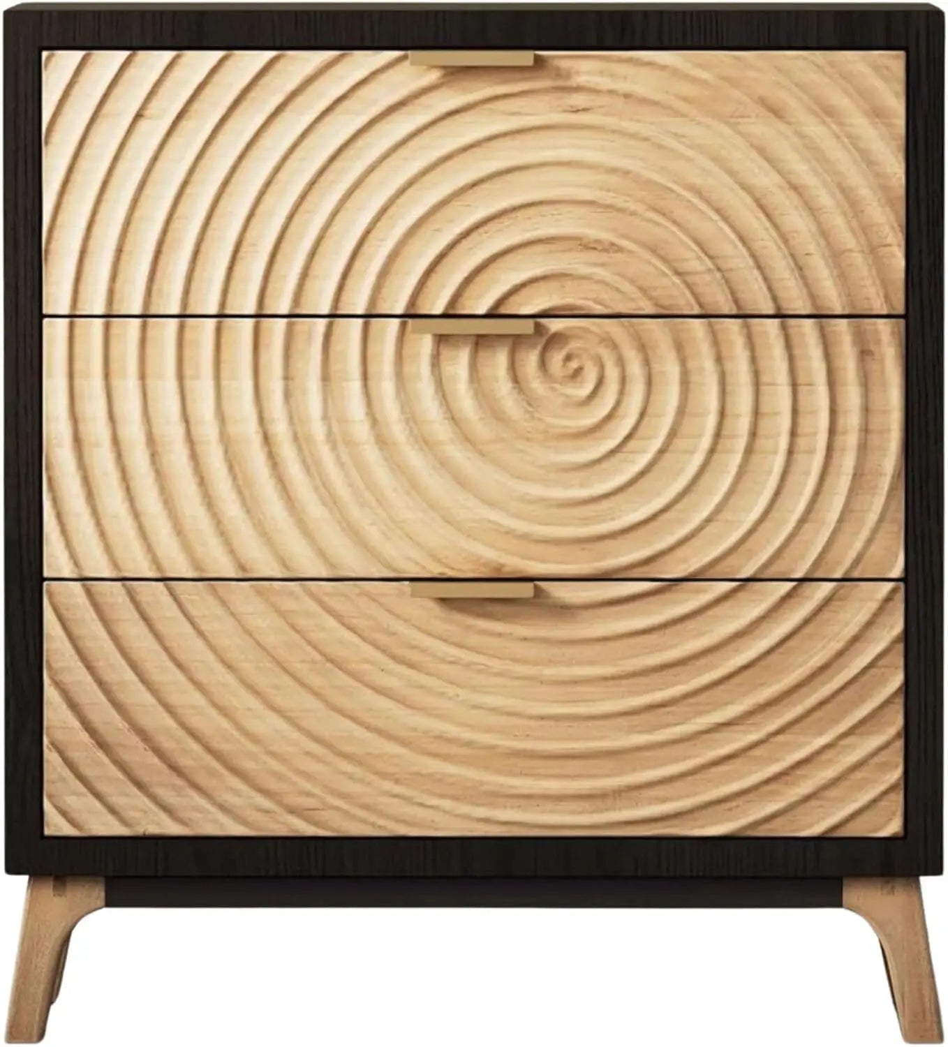 Chengwei Farmhouse 3 Drawer Nightstand With Wood Ring Motif