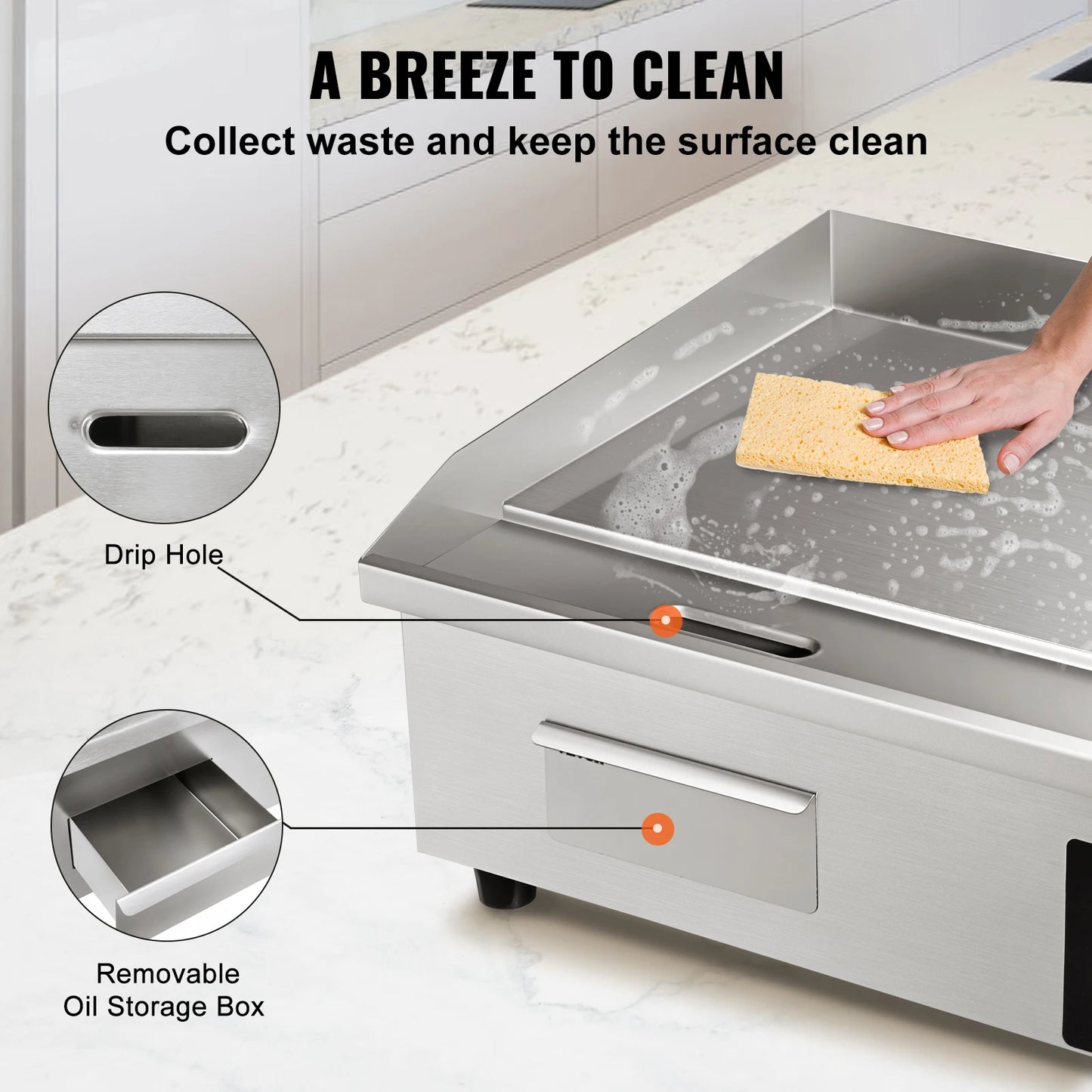 SucceBuy Commercial Electric Grill Teppanyaki Griddle With Temperature Control