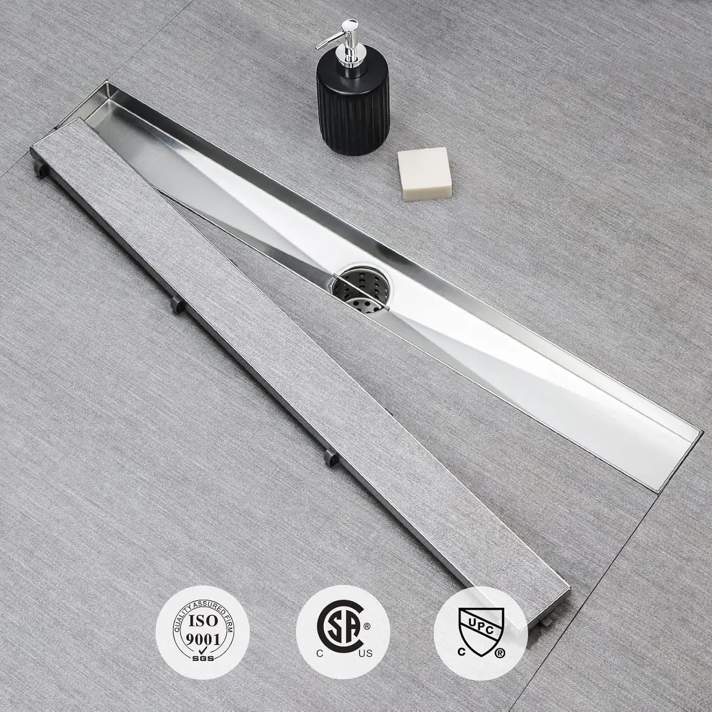 Linear Shower Drain Stainless Steel Tile Insert With Hair Strainer
