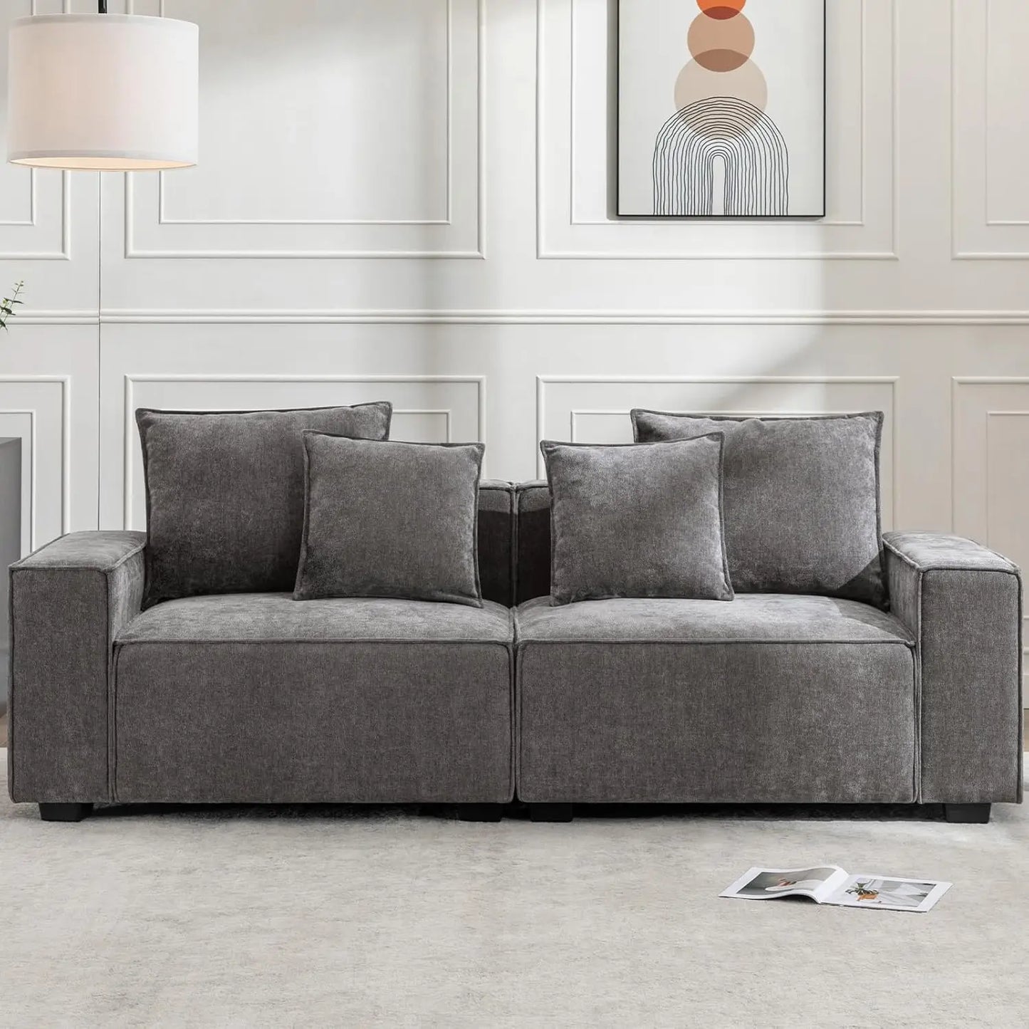 89.3'' Modern Sofa Couches for Living Room, 3 Seater Cloud Couch with Deep Seat, Comfy Couch with Extra Wide Armrests