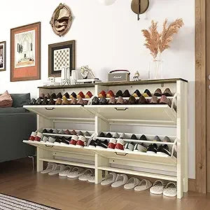 Freestanding Shoe Cabinet With Four Drawers Engineered Wood