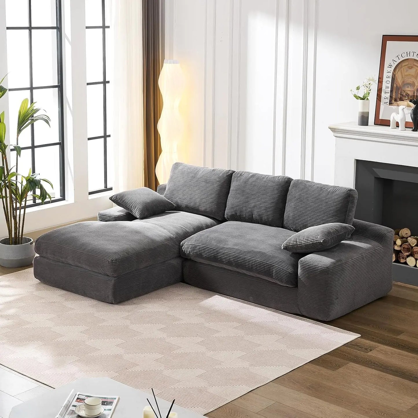 Cloud Modular Corduroy Sectional Sofa With Chaise LShaped
