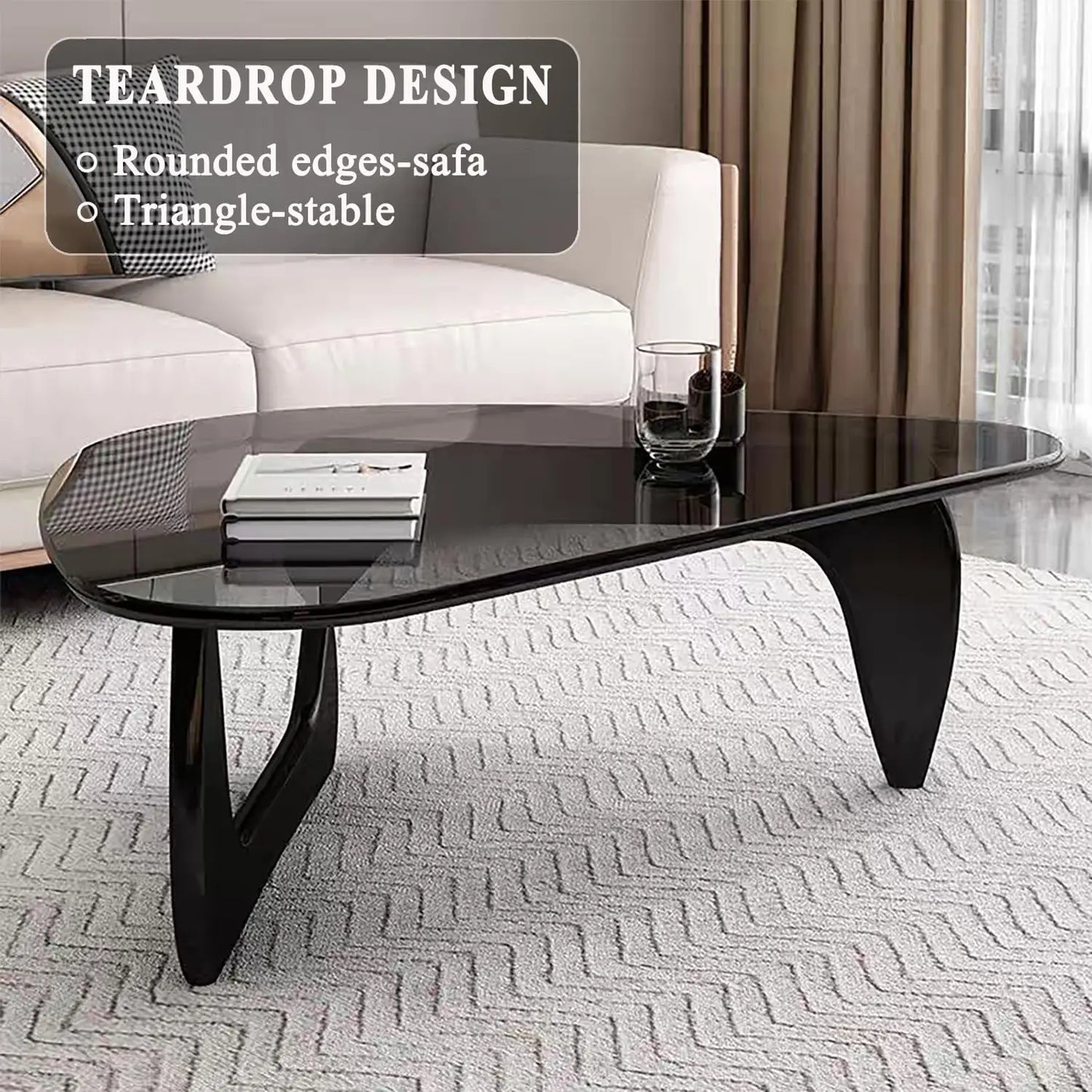 Modern Triangular Glass Coffee Table for Living Room Office