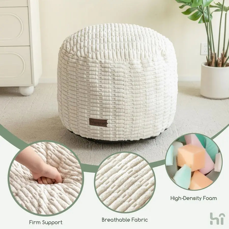 Pouf Ottoman Round Foam Filled Foot Rest For Living Room
