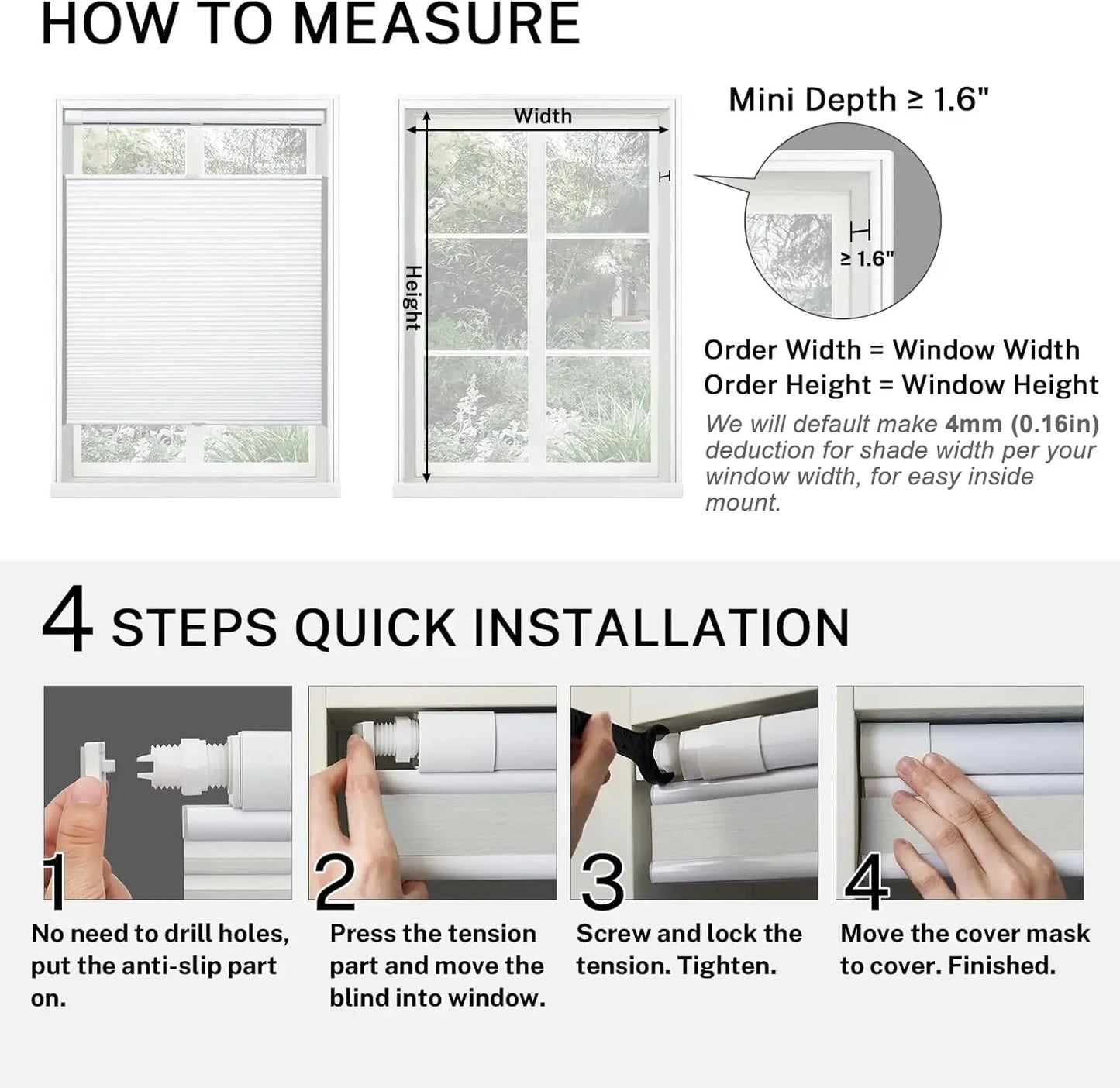 XMSJ Cordless Cellular Shades Top Down Bottom Up Blackout