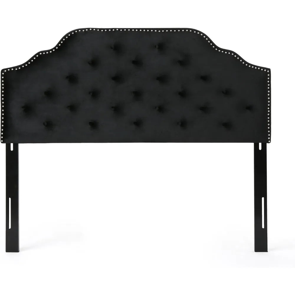 Silas Velvet Queen/Full Size Headboard in Black