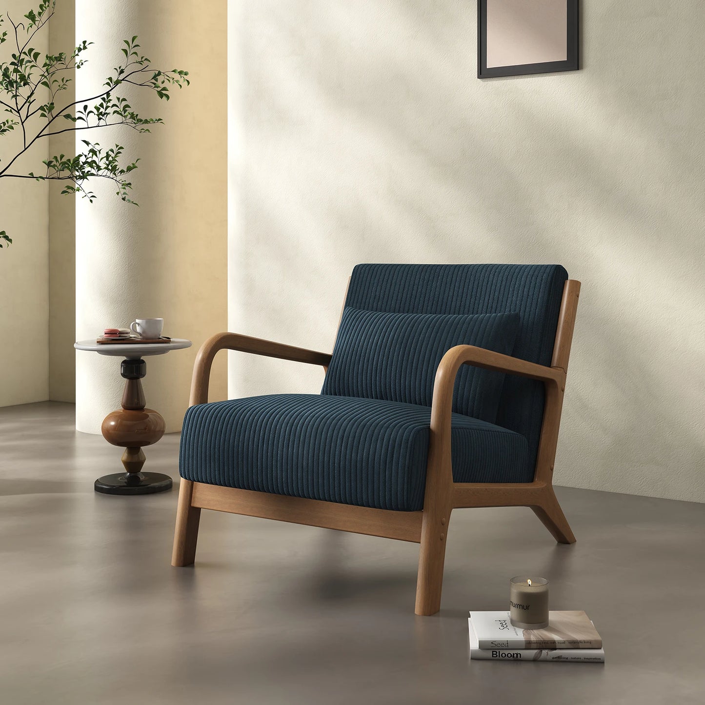 QWICover Mid Century Modern Accent Chair Fabric Armchair
