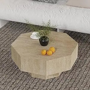 RBXC Round Fluted Drum Coffee Table For Living Room