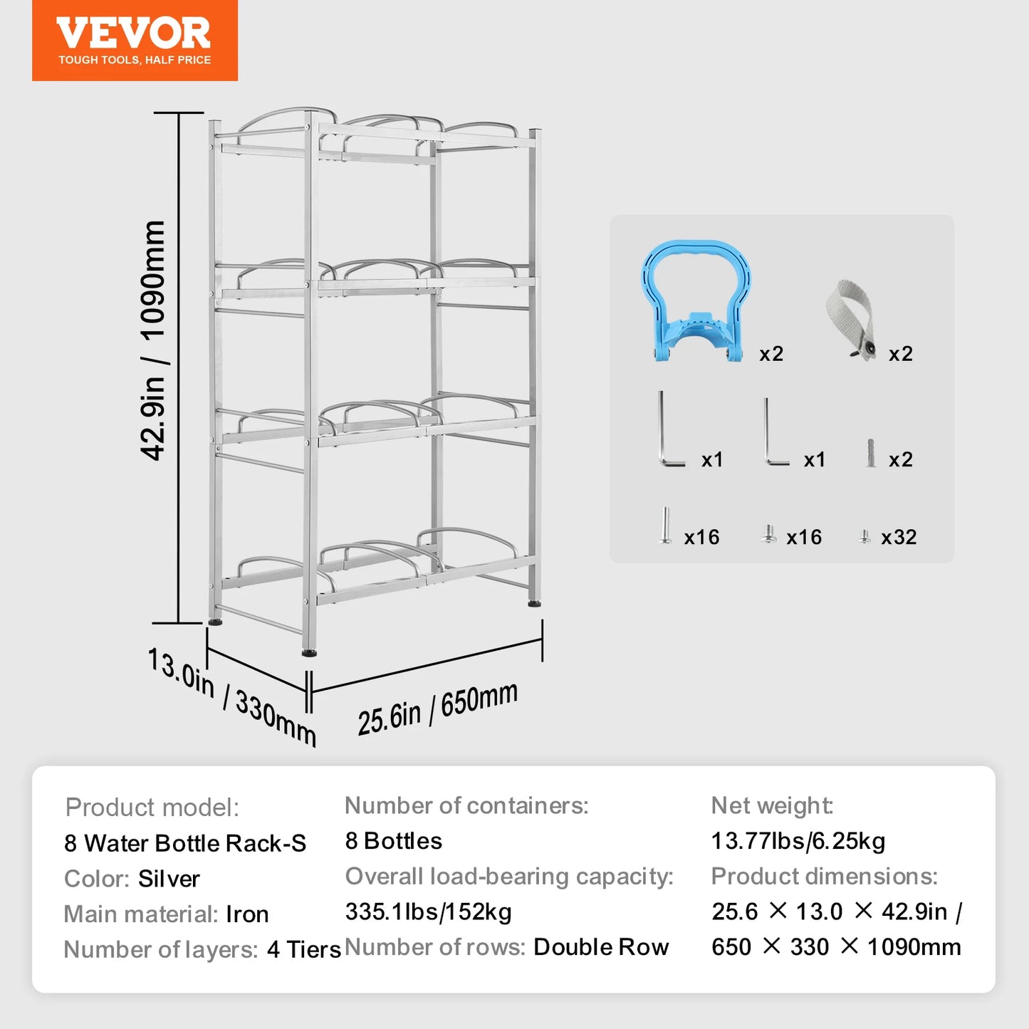 SucceBuy 5 Tier Iron Water Bottle Holder Double Row Rack