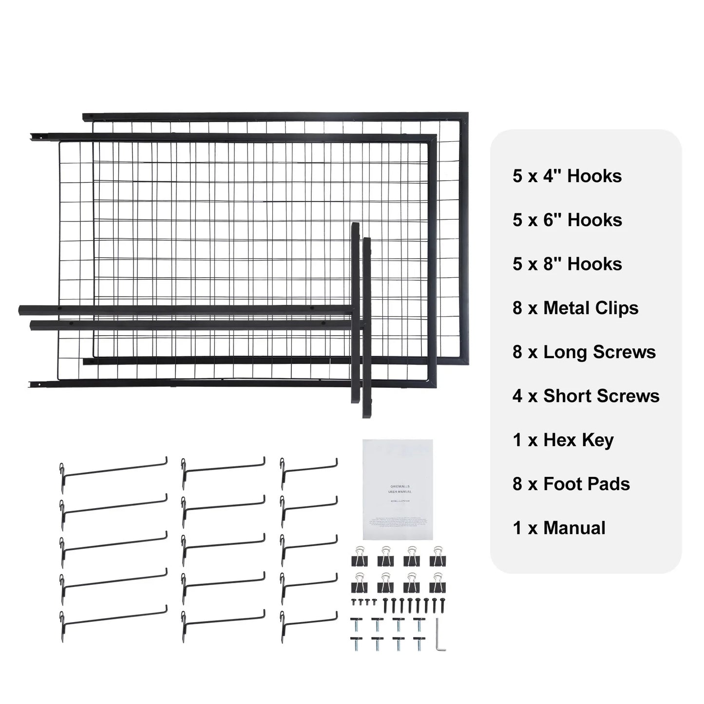 SucceBuy Grid Wall Panels Double Sided Gridwall Display Racks Hooks