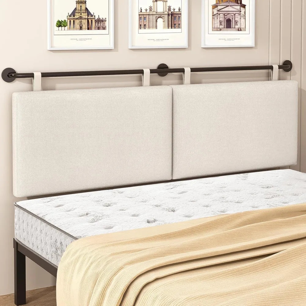 Queen Size Linen Upholstered Wall-Mounted Headboard for Bed