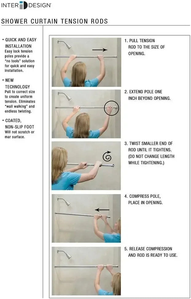 XMSJ Constant Shower Curtain Rod Brushed Stainless Steel