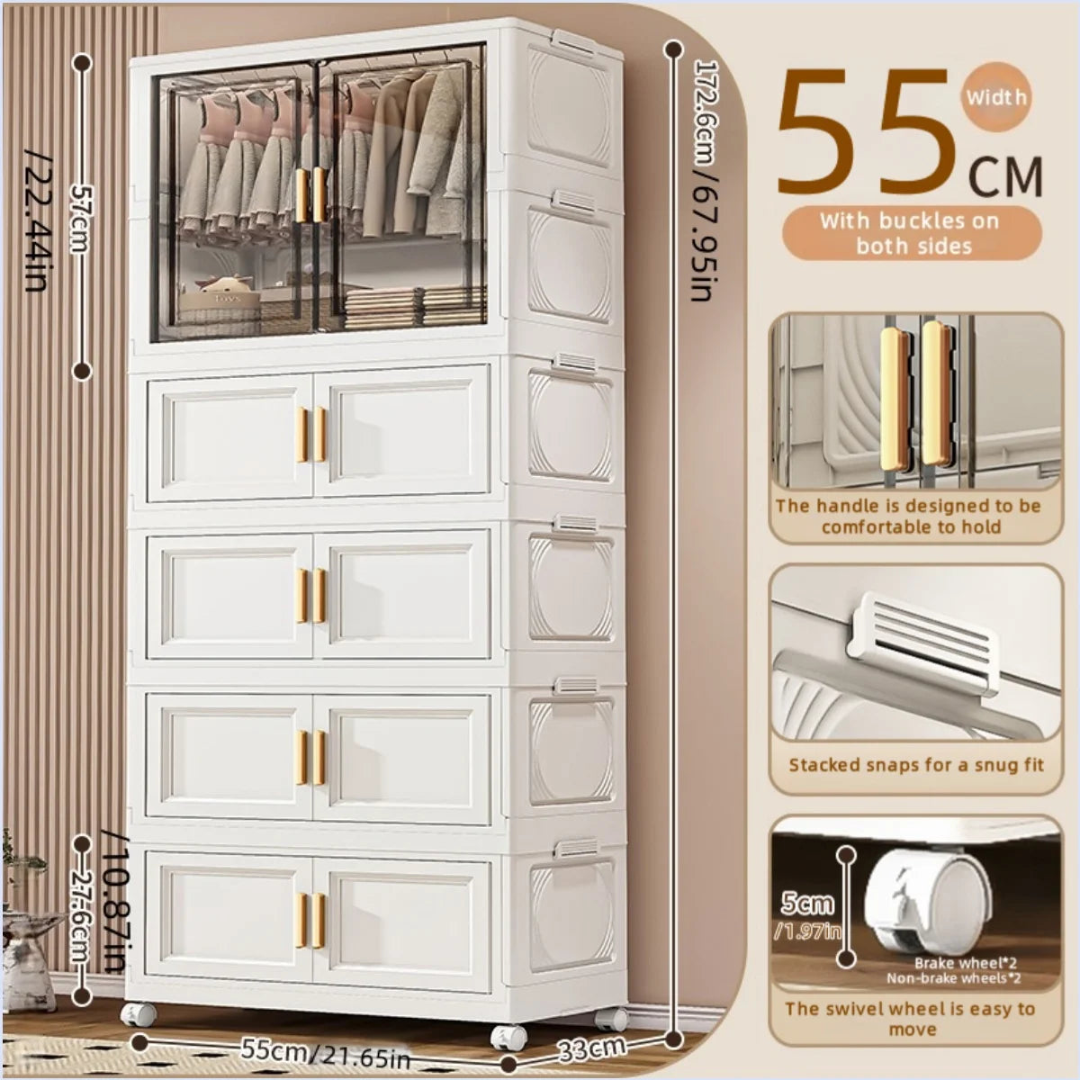 NONECN Foldable Plastic Storage Box For Bedroom Closet