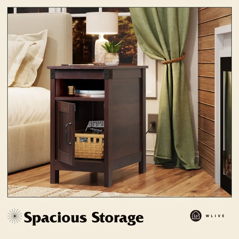 Galaxher End Table Charging Station Narrow Side Table Farmhouse