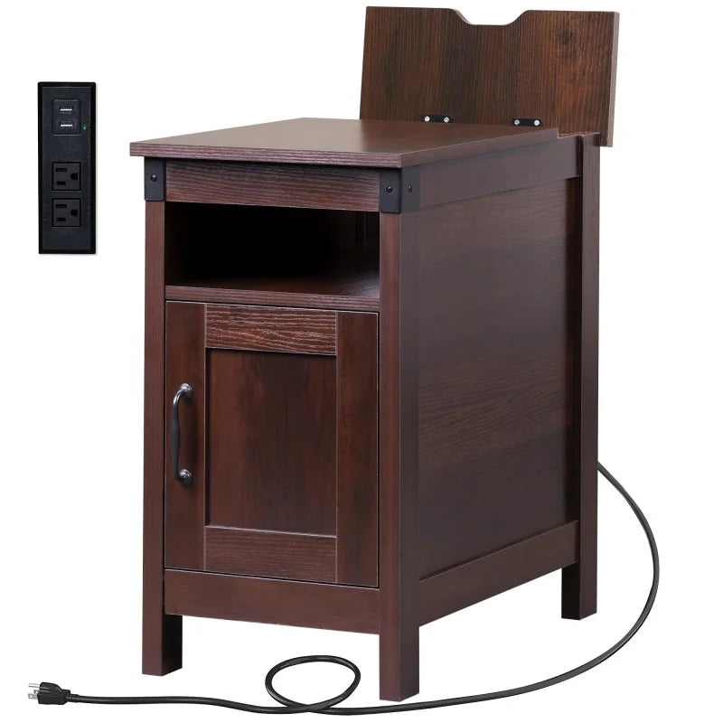 Galaxher End Table Charging Station Narrow Side Table Farmhouse