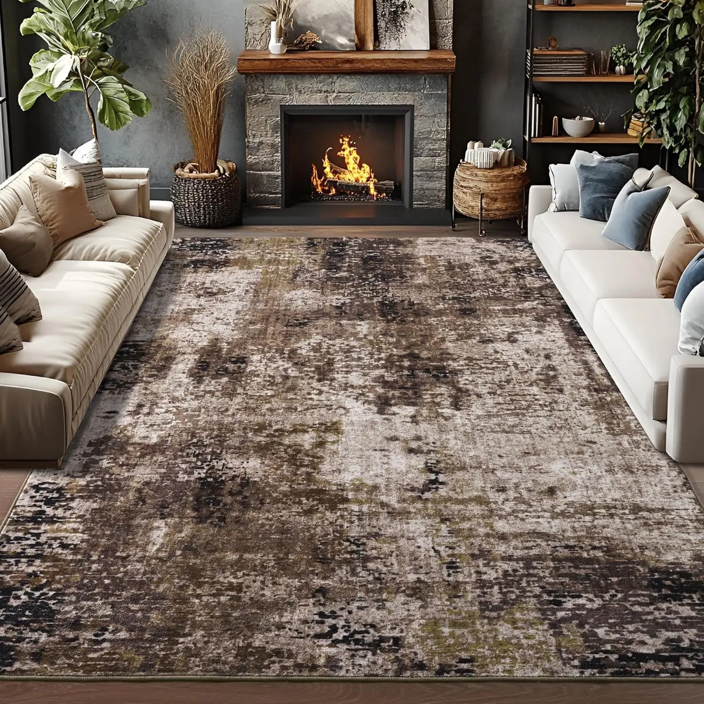 NoahasCN Modern Abstract Living Room Area Rug Anti Slip