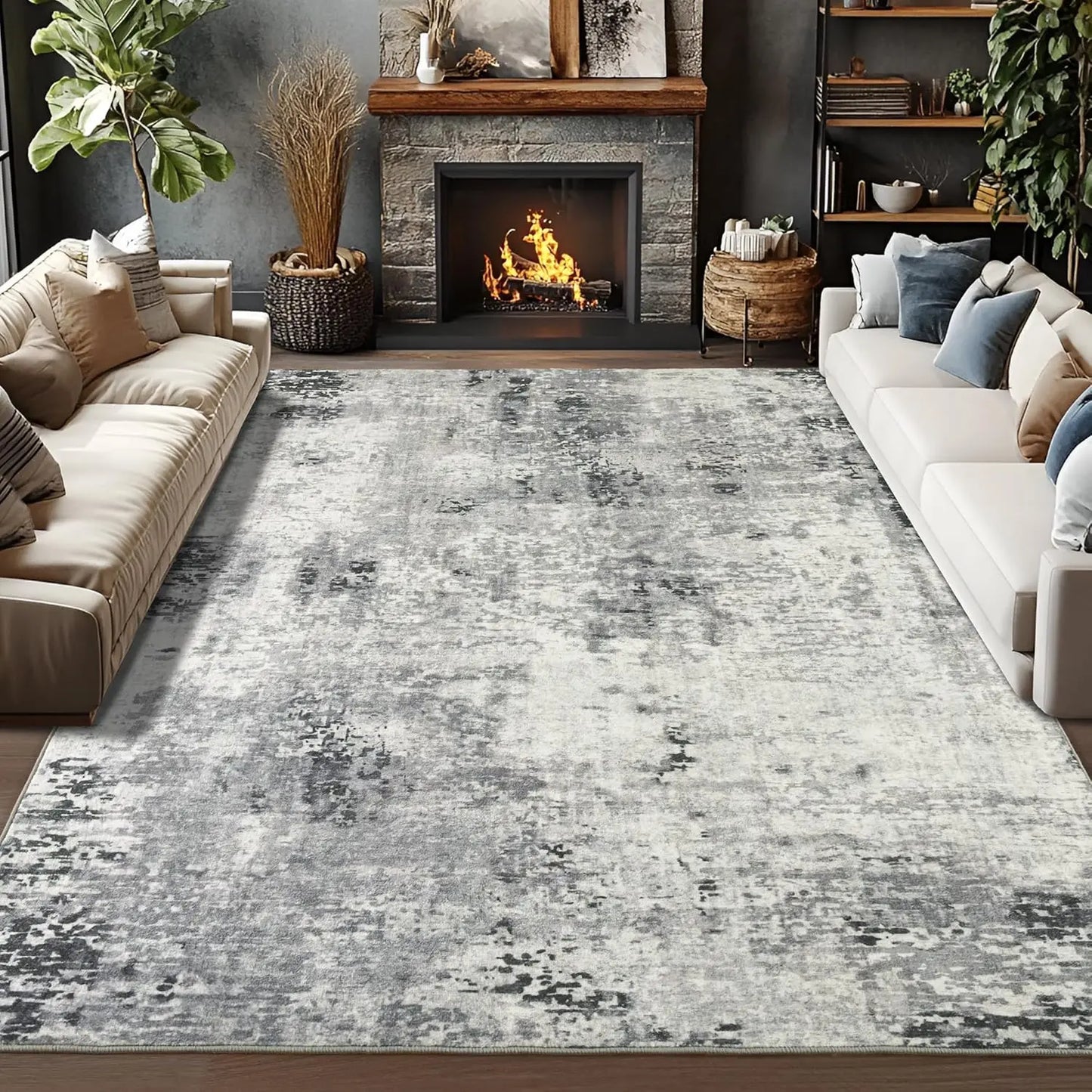 NoahasCN Modern Abstract Living Room Area Rug Anti Slip