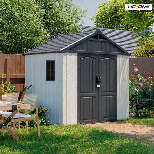 Victone Outdoor Plastic Storage Shed With Floor And Lockable Door