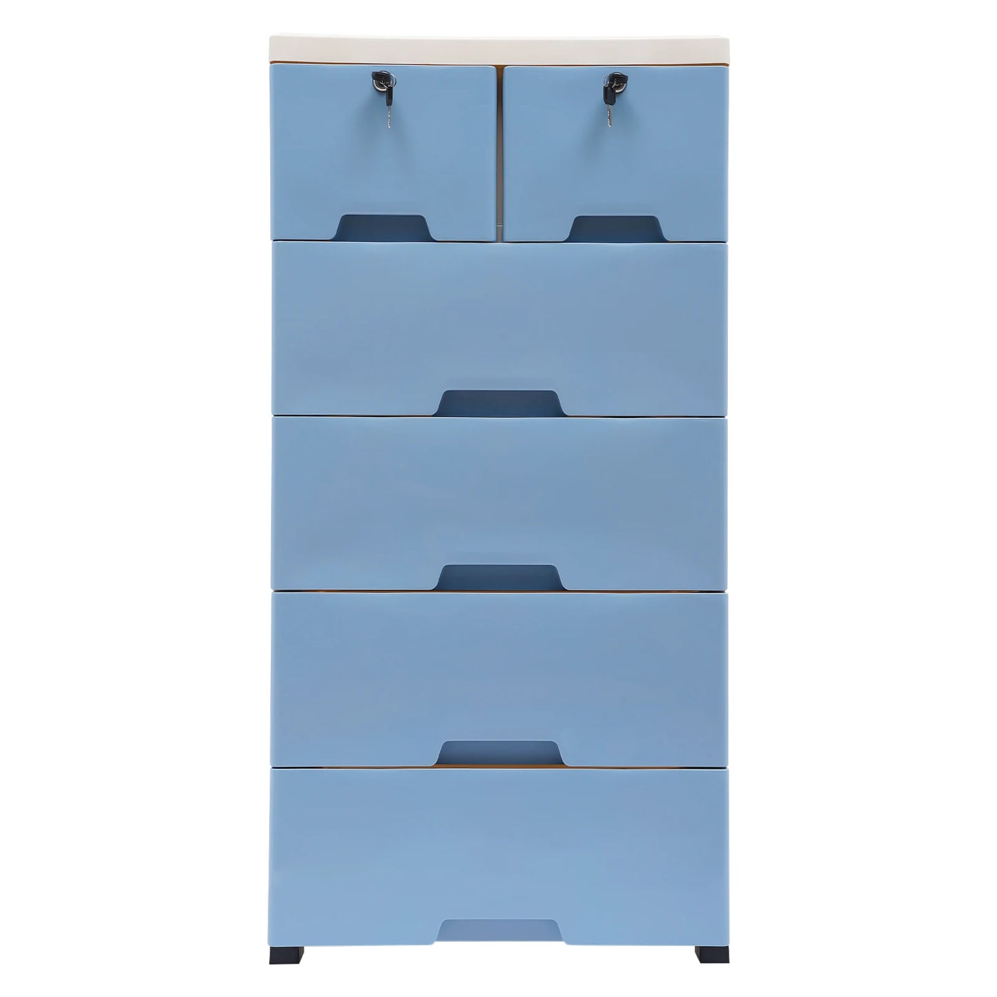 Chest of Drawers Storage Stand Cabinet, with 6 Drawers with 4 Wheels, for in the bedroom, living room,50 x 35 x 102 cm blue