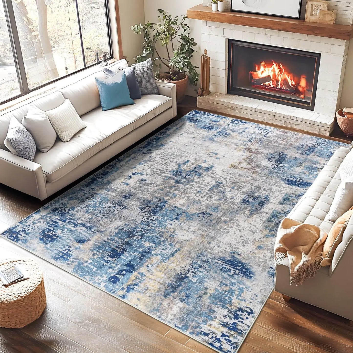 NoahasCN Modern Abstract Living Room Area Rug Anti Slip