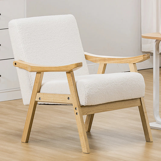 COMHOMA Mid Century Accent Chair Upholstered Armchair With Solid Wood Armrests For Living Room Bedroom Sunroom Balcony