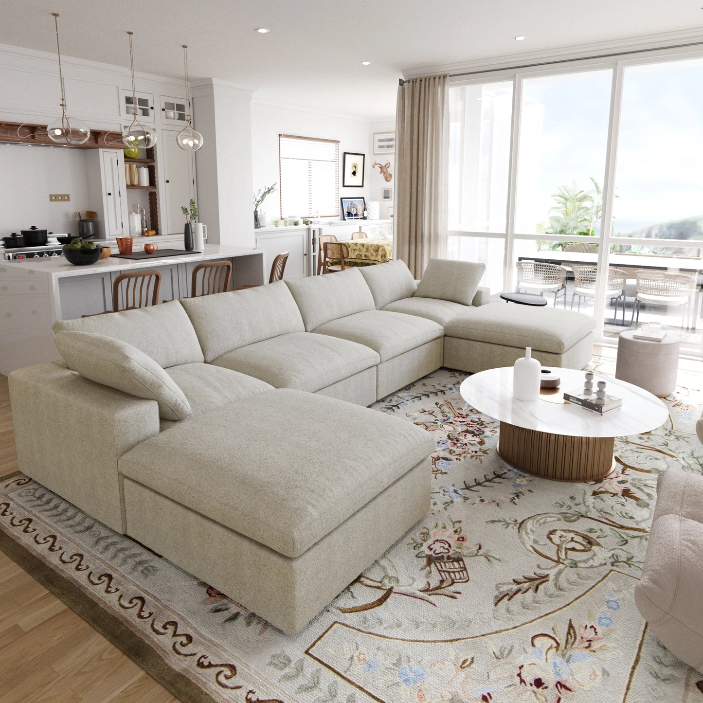 Sdorens Modular Convertible Cloud Couch U Shaped Sectional Sofa Ottomans