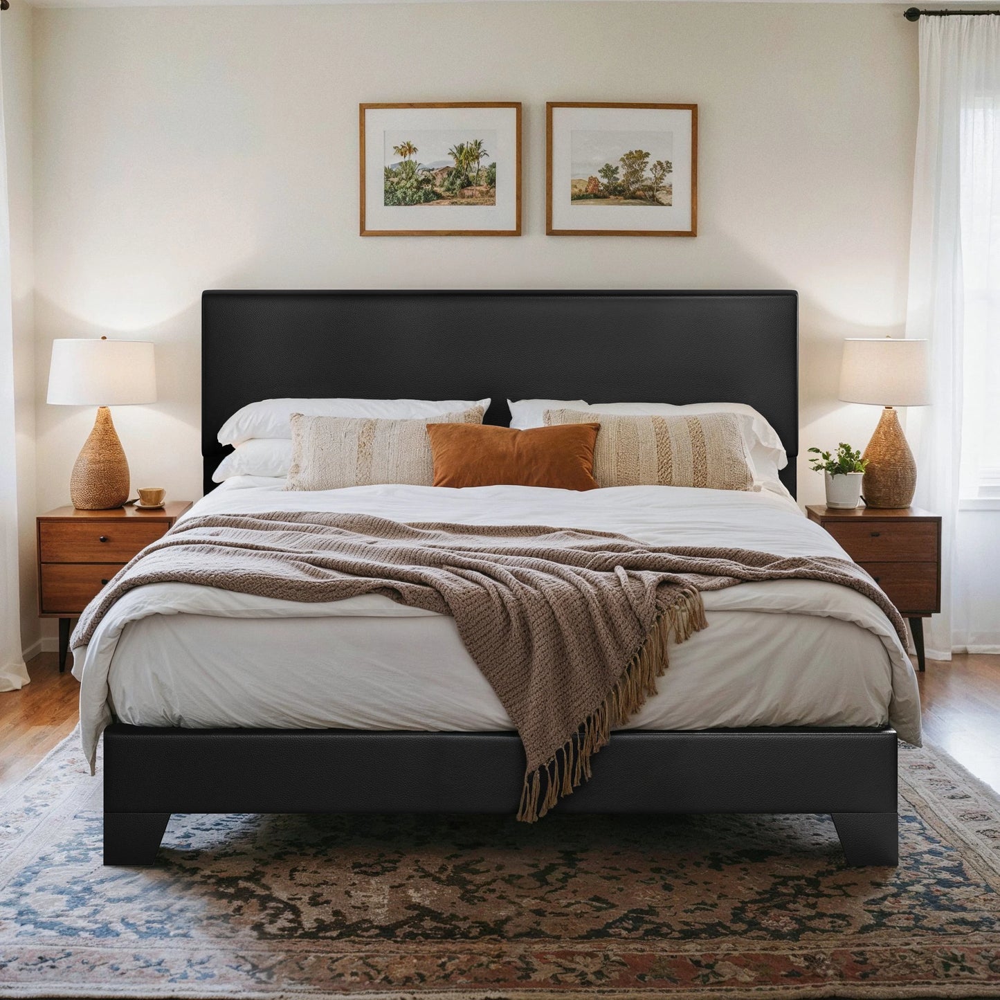 HOOMIC Upholstered Bed Frame With Adjustable Headboard