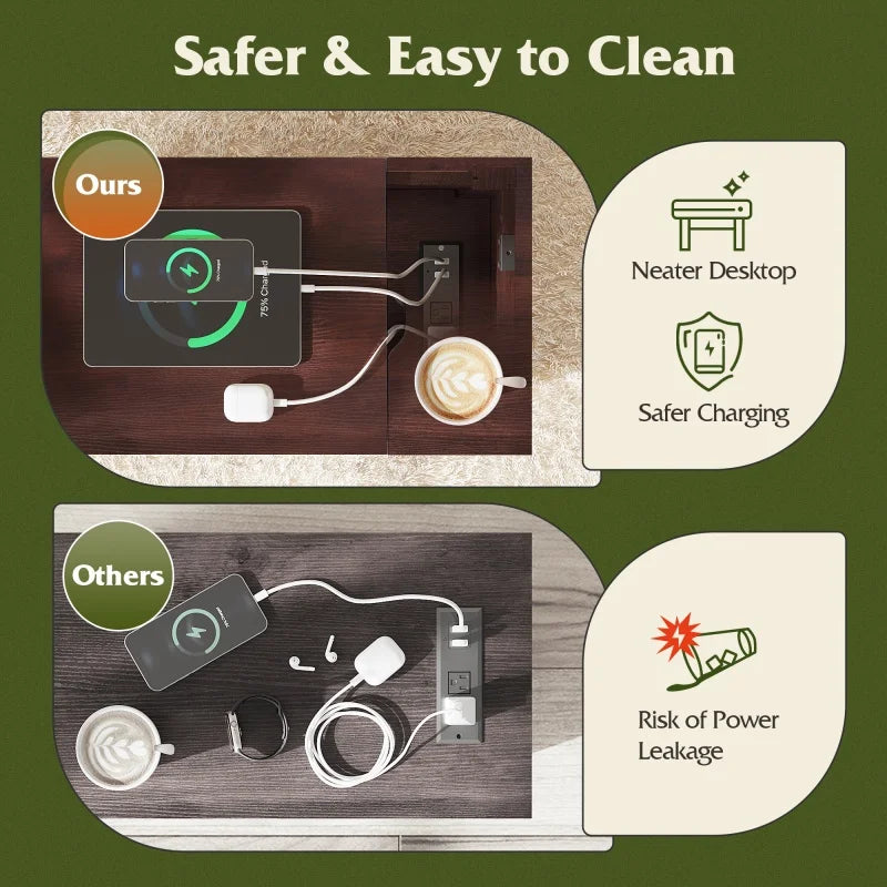 Galaxher End Table Charging Station Narrow Side Table Farmhouse