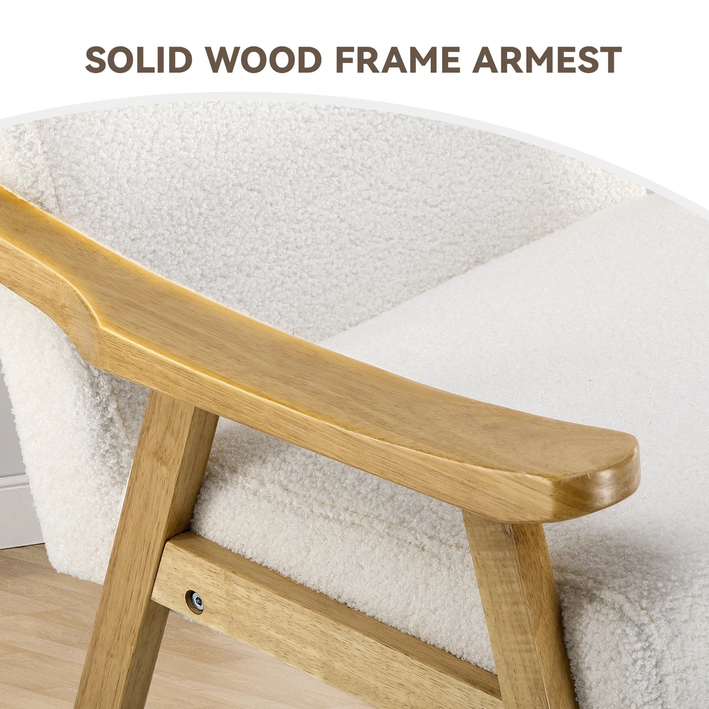 COMHOMA Mid Century Accent Chair Upholstered Armchair With Solid Wood Armrests For Living Room Bedroom Sunroom Balcony