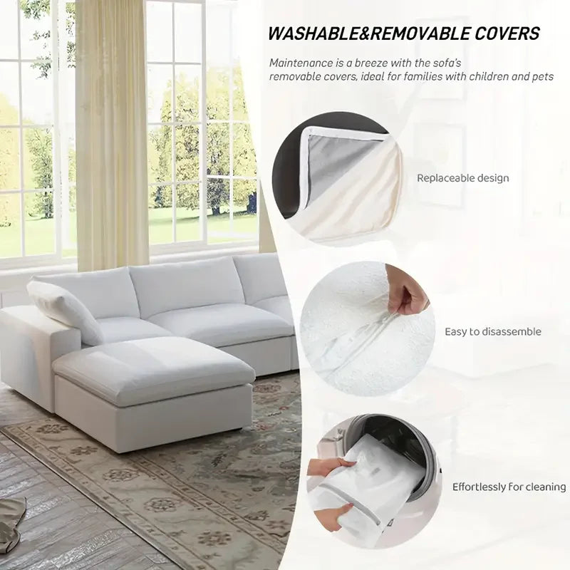 Sdorens Modular Convertible Cloud Couch U Shaped Sectional Sofa Ottomans
