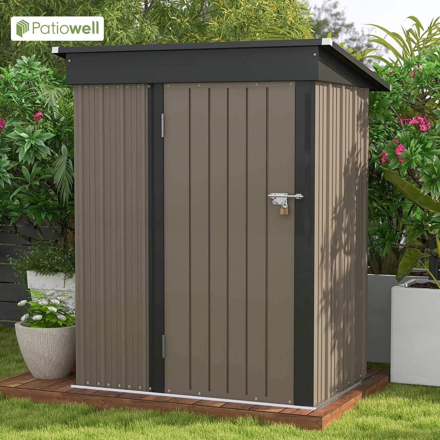 Victone Outdoor Metal Storage Shed With Lockable Door