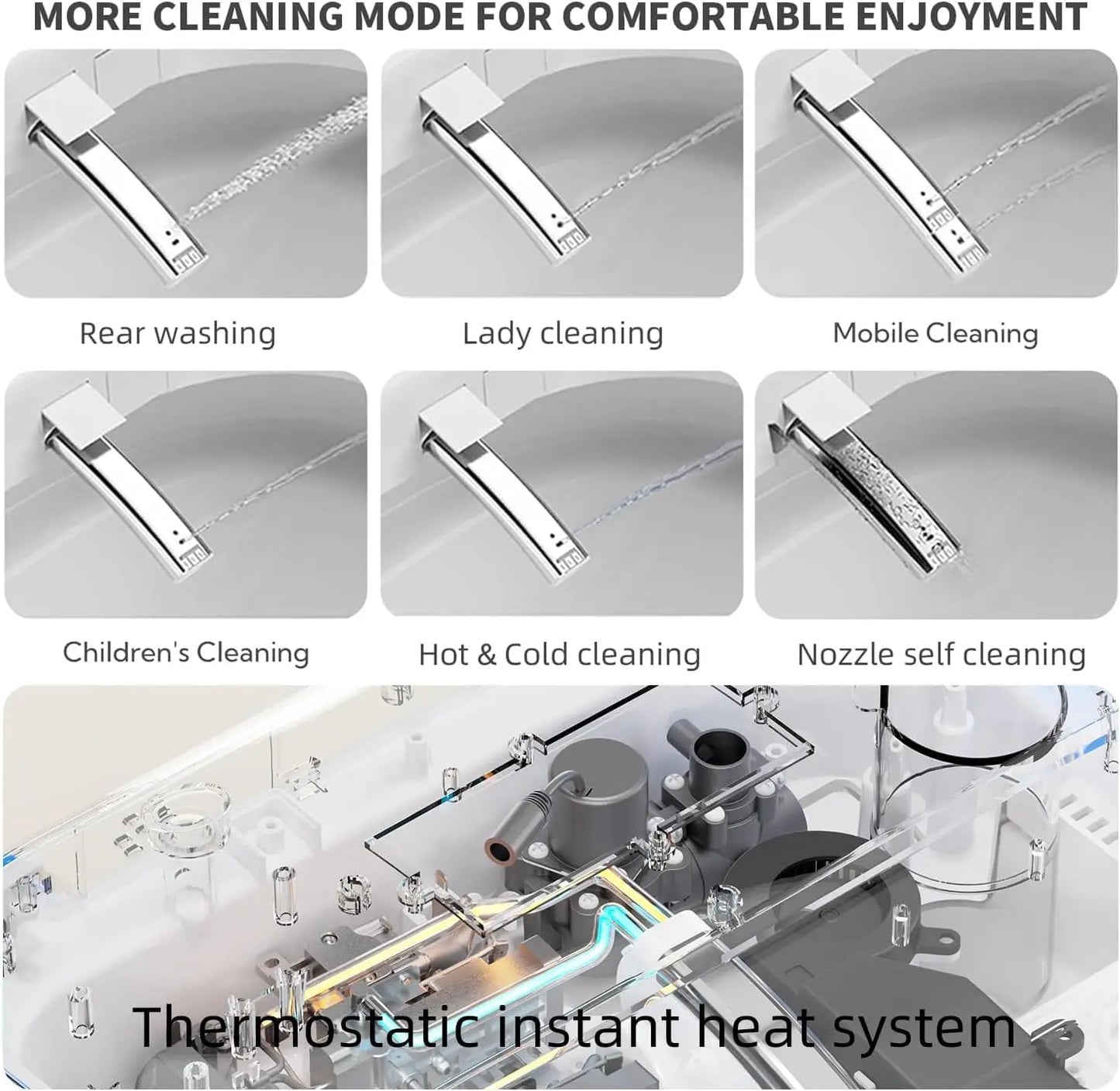 Buffer Elongated Smart Toilet With Builtin Bidet And Warm Water