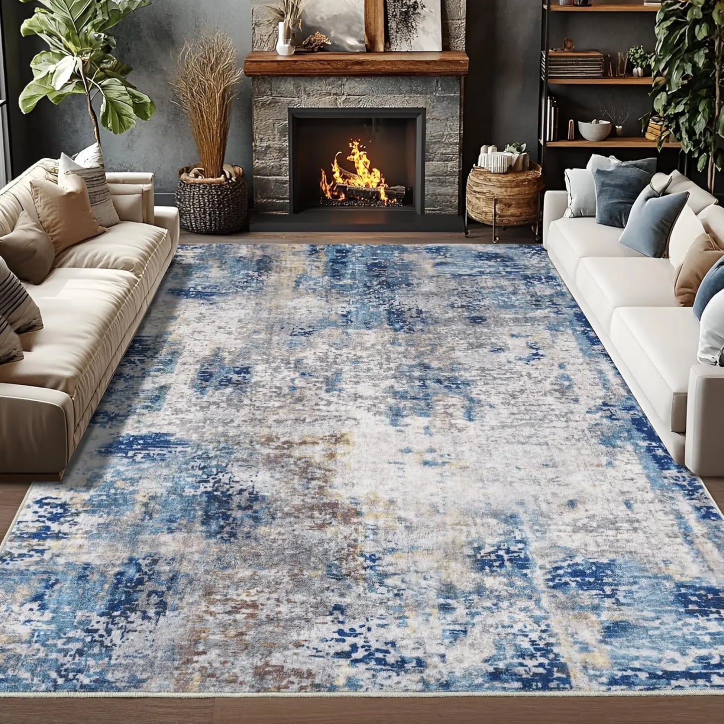 NoahasCN Living Room Rug Modern Abstract No Slip Carpet