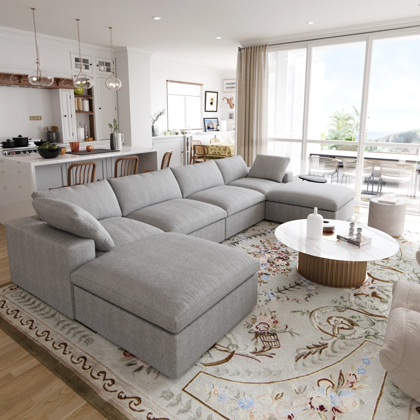 Sdorens Modular Convertible Cloud Couch U Shaped Sectional Sofa Ottomans