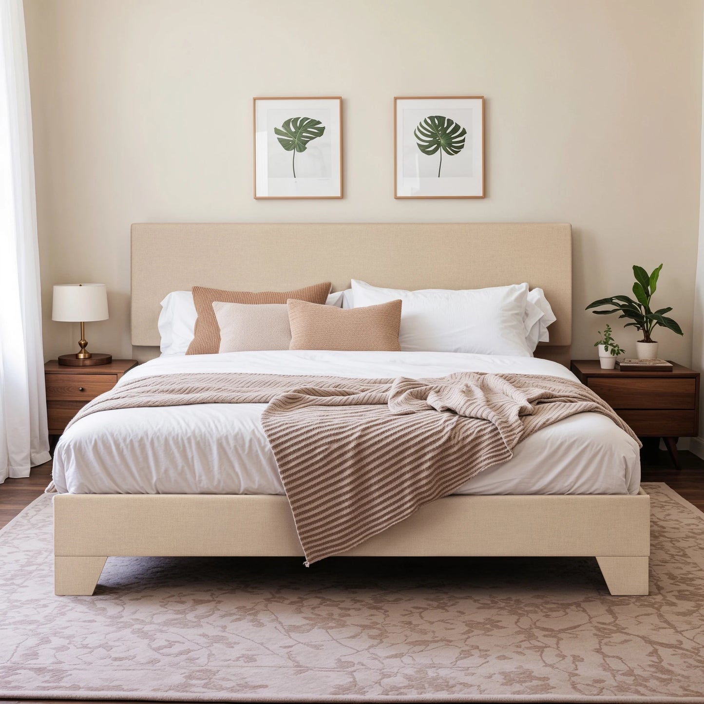 HOOMIC Upholstered Bed Frame With Adjustable Headboard