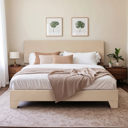 HOOMIC Upholstered Bed Frame With Adjustable Headboard