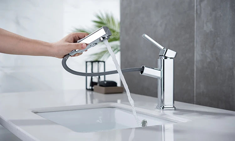 DQOK Pullout Basin Faucet Modern Washbasin Mixer Hot Cold