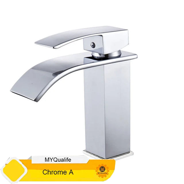 MYQualife Waterfall Bathroom Faucet Single Hole Vessel Sink