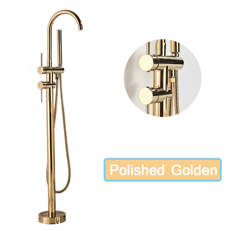 Rozin Floor Standing Bathtub Faucet Big Boss Brushed Finish