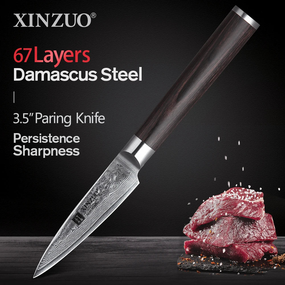 XINZUO Damascus Stainless Kitchen Knife Set Santoku Nakiri